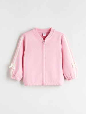 LC Waikiki Kız Çocuk Fiyonk Detaylı Hırka %100 Pamuklu Günlük Model (W5) Pembe