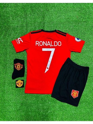 M.united Cristiano Ronaldo 2022/23 Sezonu Çocuk Forması 4'lü Set (Armalı)