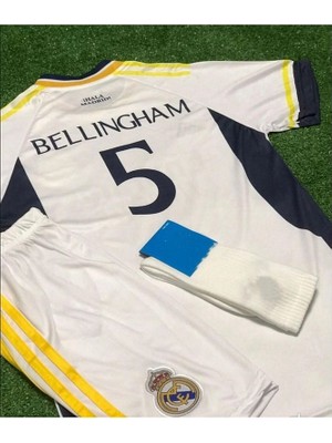 R.e.a.l Madrid 2023/24 Yeni Sezon Jude Bellingham Iç Saha Çocuk Forması Şort Çorap 3'lü Set