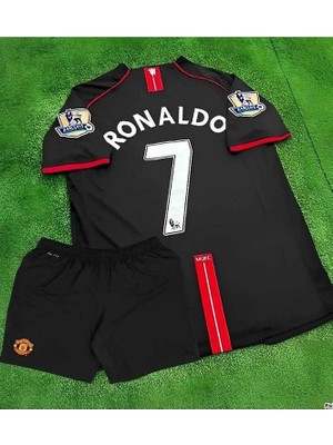 Manchester/united 2008 Moskova Şampiyonlar Ligi Ronaldo Çocuk Forması 4'lü Set (Black)