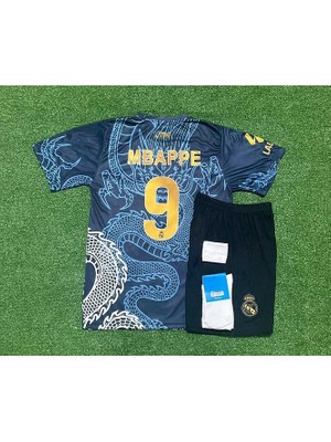 R.madridd 2024/25 Sezonu Kylian Mbappe Dragon Desenli Konsept Çocuk Forması 4'lü Set