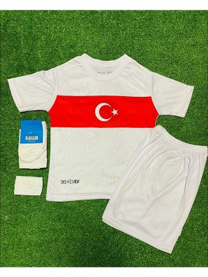 Türkiye Euro 2024 Isimsiz Beyaz Çocuk Forması 4'lü Set (White)