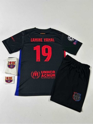 B.a.r.c.e.l.o.n.a 2024/25 Yeni Sezon Lamine Yamal Deplasman Çocuk Forması (Black Armalı)
