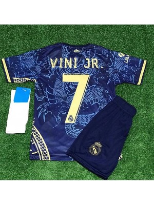 R.madridd 2023/24 Sezon Dragon Desenli Vini Jr. Konsept Çocuk Forması 3'lü Set