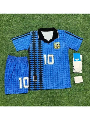 Arjantin 2023/24 Yeni Sezon Lionel Messi Ikonik Özel Nostalji Çocuk Forması 4'lü Set