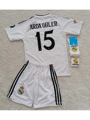 R. Madridd 2024/25 Yeni Sezon Arda-Güler Iç Saha Çocuk 4 Lü Set Forması (Byz-Arma)