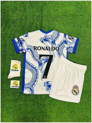 R.madridd 2024-25 Sezon Yılan Desenli Cristiano Ronaldo Çocuk Forması 4'lü (Armalı Set)