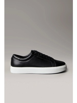 Calvin Klein Perfore Deri Bileksiz Düz Taban Erkek  Siyah Sneaker HM0HM01870-0GM