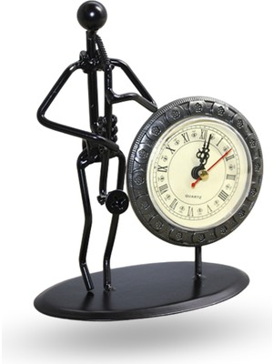 Büro Ev Ofis Hediyesi Için 18X14CM Metal Saksafonlu Müzisyenli Masa Saati