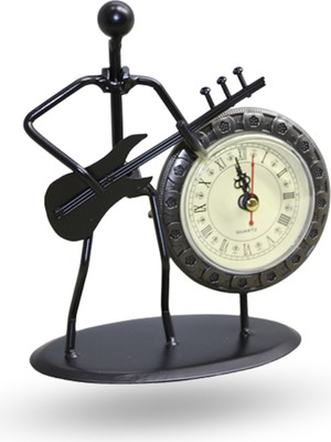 Büro Ev Ofis Hediyesi Için 18X14CM Metal Gitaristli Masa Saati