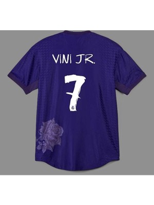 Vinicius Jr. 2023-24 Sezon Real Madrid Mor Güllü Özel Tasarımlı Yetişkin Forması