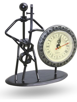 Büro Ev Ofis Hediyesi Için 18X14CM Metal Kemancılı Masa Saati