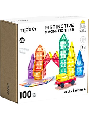 Mideer Renkli Magnetic Tiles 100 Parça Hediyelik Eğitici Yapı Seti 3+ Yaş Çocuklar İçin