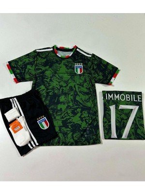 Italya 2023-24 Sezon Ciro Immobile Michelengelo Tasarımlı Özel Konsept Çocuk Forması 4'lü Set