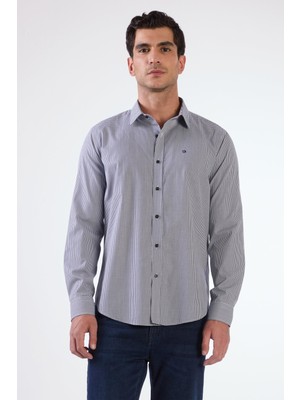 Dufy Erkek Slim Fit Uzun Kol Lacivert Gömlek