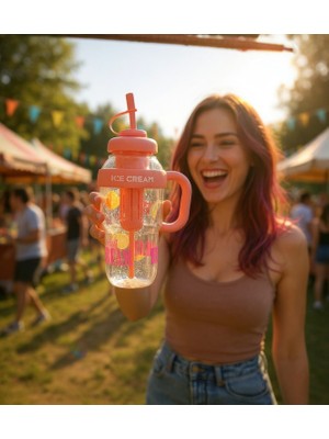 1300 ml Kulplu Suluk Matara Detox ve Soğuk Içecek Şişesi Pipetli Suluk Taşınabilir Bpa Içermez