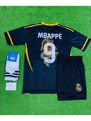 R.e.a.l Madrid 2024/25 Yeni Sezon Kylian Mbappe Özel Konsept Çocuk Forması 4'lü Set (Gold-Black)
