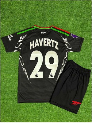 Arsenal 2024/25 Yeni Sezon Kai Havertz Deplasman Çocuk Forması 2'li Set (Black)