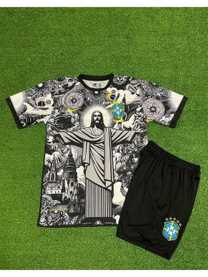 Brezilya Neymar Jr Özel Konsept Çocuk Forması (Gri)