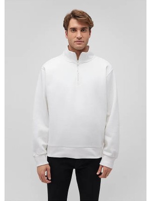 Mavi Şerit Detaylı Beyaz Sweatshirt 0S10378-70057