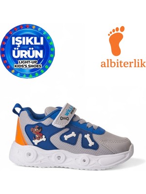 Albishoes Çocuk Sevimli Dost Köpek Figürlü Işıklı Mevsimlik Kışlık Çocuk Okul Sneaker Spor Ayakkabı