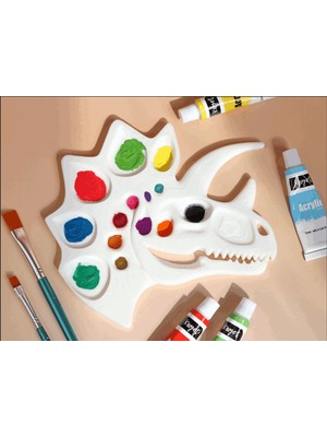 Flexilab Creative – Dinozor Kafası Şekilli Boya Paleti | 3D Baskı, Pla Sağlıklı Malzeme