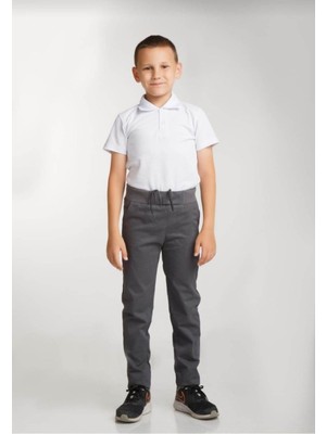 Unısex Çocuk Beli Ribanalı Kanvas Okul Pantolonu Nbl2