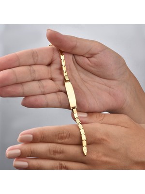 14 Ayar Altın Kaplama Kişiselleştirilmiş Bebek&çocuk Isim Gümüş Bileklik - BPC00109