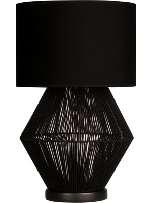Moena Studio Luna Noir Abajur – Siyah Tel Gövdeli, Siyah Kumaş Şapkalı (51 cm)
