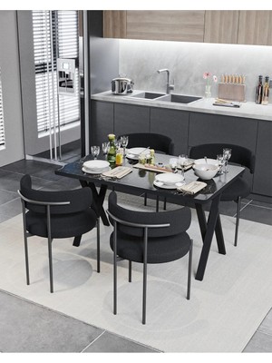 Eshome Tedy Kumaş Yemek Odası Masa Takımı Mutfak Masası Takımı