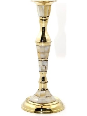 Buğz Tekli Pirinç Sedefli Şamdan Model 1