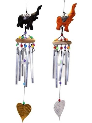 Buğz Üstü Ahşap Altı Metal Filli Rüzgar Çanı