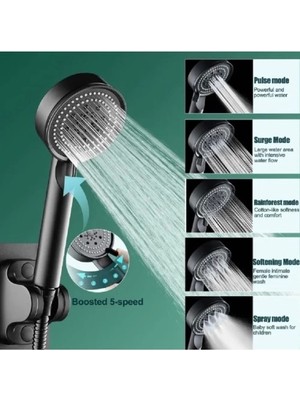 Buğz 5 Kademeli Duş Başlığı Siyah