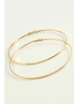 Buğz Çizgili Metal Halka Küpe 8-9-10 cm