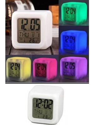 Buğz Renk Değiştiren Alarmlı Dijital Küp Saat