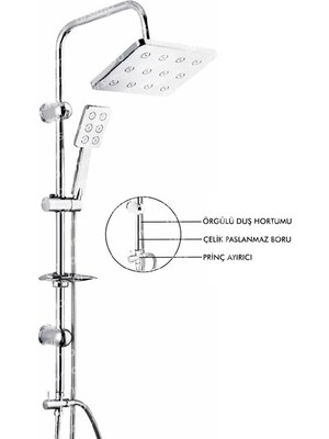 Buğz Robot Duş Seti Krom Dikdörtgen Çok Fonksiyonlu Yağmur Robot Duş Sistemi
