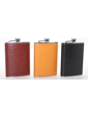 Buğz Paslanmaz Çelik Tekli 9 Oz Derili Matara