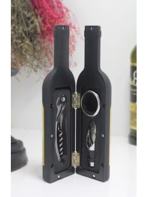 Buğz Şişe Tirbuşon Seti Küçük Boy Siyah Renk