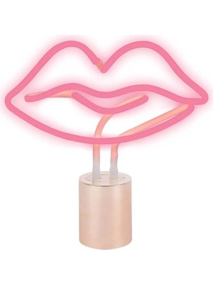 Sunnylife Neon Işık Büyük Dudaklar Dekoratif Masa Lambası