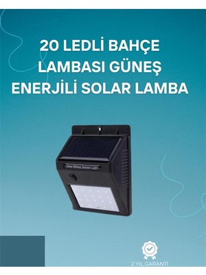 Buğz Hareket Sensörlü Solar Lamba | 120° Algılama Açısı, 3-4 Metre Mesafe, Suya Dayanıklı LED