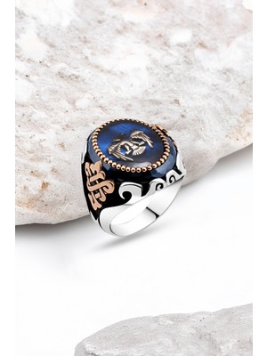 Silverplus Mavi Mineli Gümüş Erkek Yüzük