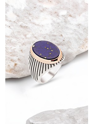 Silverplus Gümüş Lapis Taşlı Erkek Yüzük