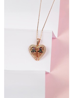 925 Ayar Gümüş İsimli Mix Taşlı Kalbimdeki Sır Bayan Kolye