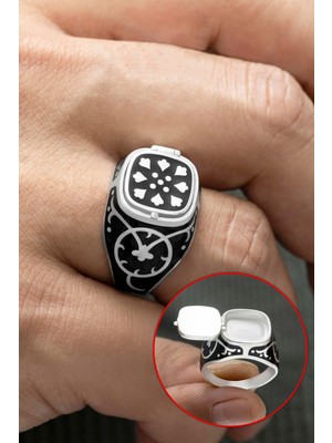 925 Ayar Gümüş Açılır Kapaklı Deliyürek Miroğlu Erkek Yüzük