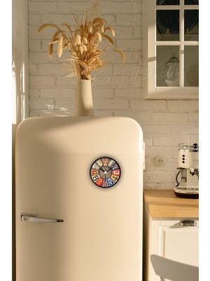 KaktüsKedi Mıknatıslı Rainbow Buzdolabı Saati 11 cm Renkli Yuvarlak Tasarım ile Şık ve Fonksiyonel