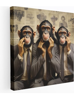 Popcas 3 Maymun Koleksiyonu Kanvas Tablo - Ifadeler Duvar Sanatı