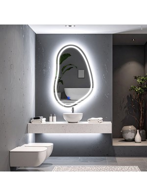 Vornel Beyaz Led'li Lazer Kumlamalı Lavabo & Banyo Aynası (Dokunmatik Sensörlü)