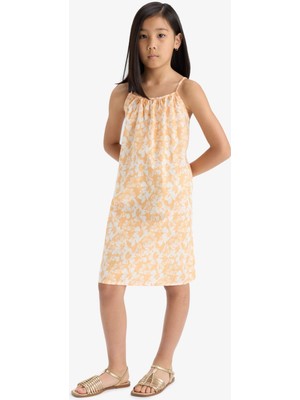 DeFacto Desenli Viskon Askılı Yazlık Elbise Kız Çocuk E7367A825SM