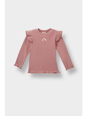DeFacto 2'li Takım Çiçekli Uzun Kollu Fitilli Kaşkorse Tişört Tayt Kız Bebek Y1122A225AU