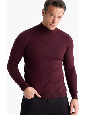 DeFacto Slim Fit Dar Kesim Balıkçı Yaka Basic Düz Triko Kazak R1127AZ25WN